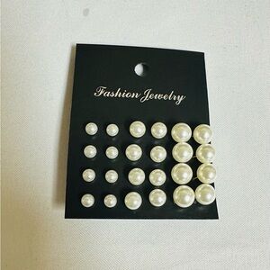 Elegant Pearl Stud Earrings Set of 12